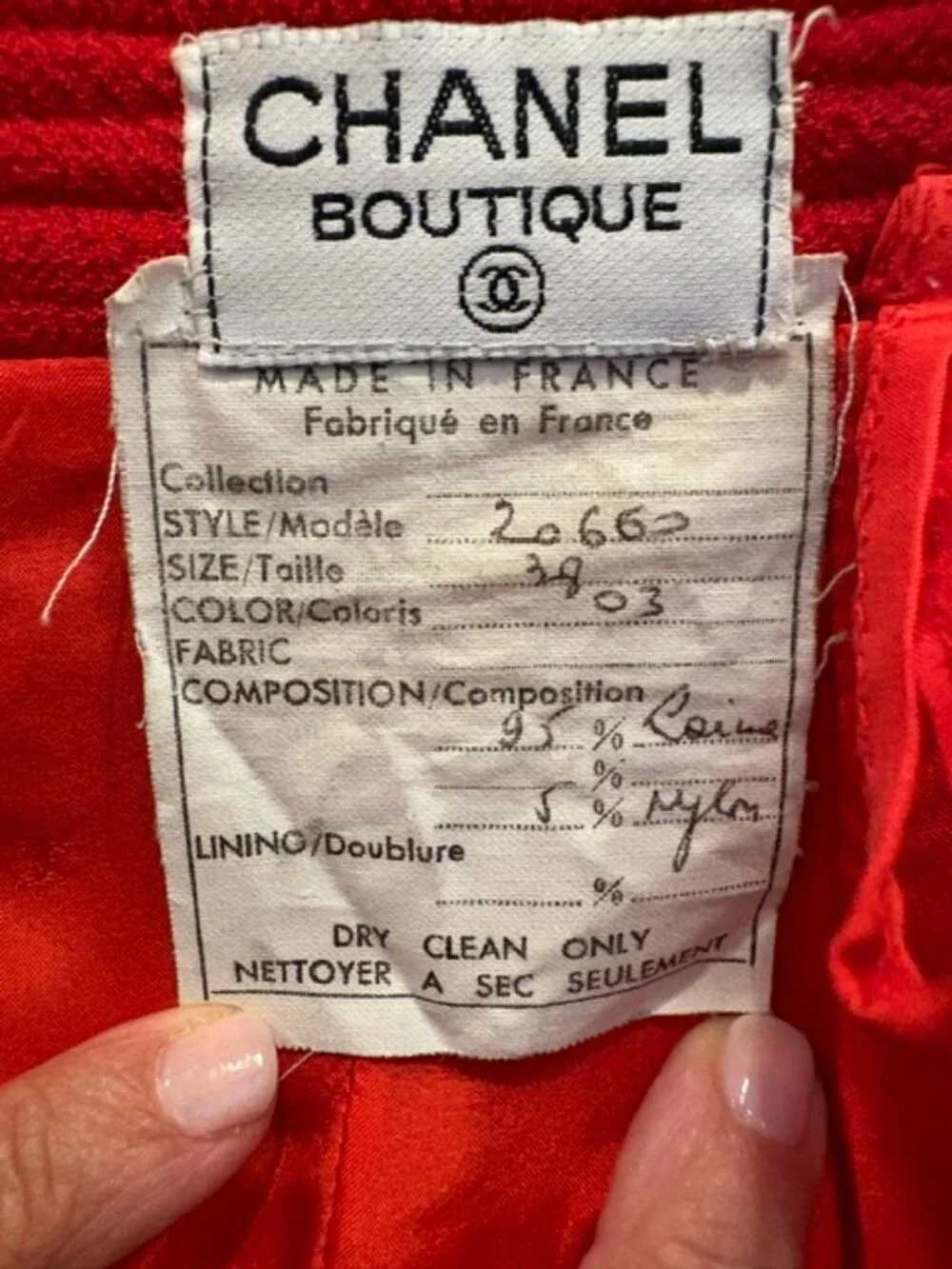 Vintage Chanel skirt suit, Red, Elephant buttons, Karl Lagerfeld Bloomingdale's